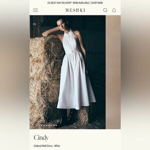 Meshki Cindy Collared Midi Dress - White, XS